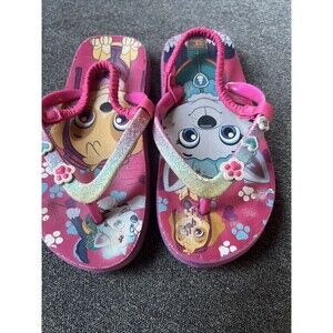 ACI PAW PATROL TODDLER FLIP FLOPS SANDALS,SKY/ EVEREST GLITTERY,US SIZE 9-10